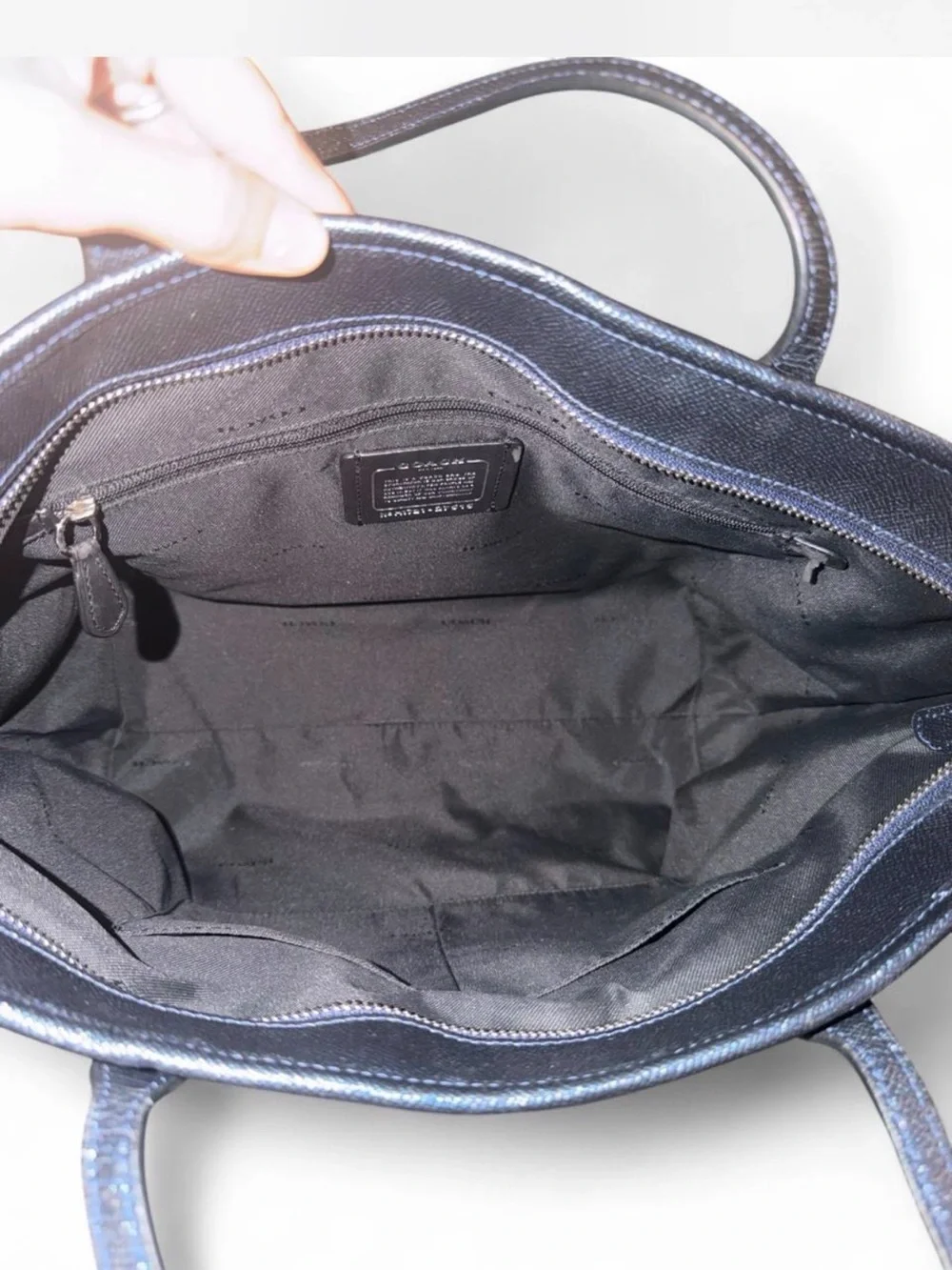 Iridescent Blue-Black Coach City Zip-Top Tote